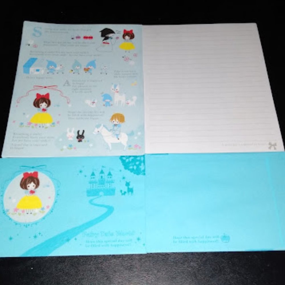 15pc LOT: FAIRY TALE WORLD SNOW WHITE WRITING PAPER + MATCHING ENVELOPES**NEW!